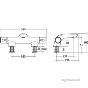 Ideal Standard Brassware -  Ideal Standard Melange A4283 Two Tap Holes Therm Bath Filler Cp A4283aa