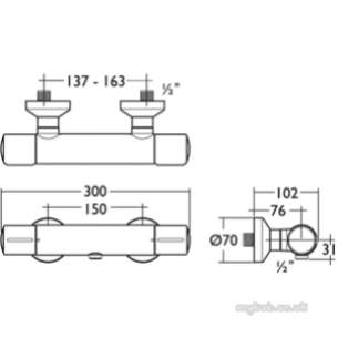 Ideal Standard Brassware -  Ideal Standard Melange A4336 Exp Therm Shower Mixer Cp A4336aa