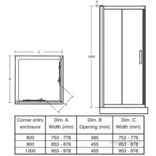 Trevi Shower Enclosures -  Ideal Standard Synergy L6270 Cnr Entry Left Hand 800mm Sil Clr L6270eo