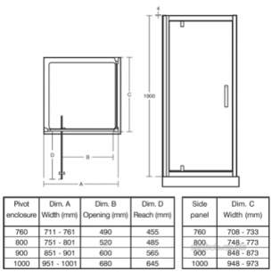 Trevi Shower Enclosures -  Ideal Standard Synergy L6299 Piv Dr Pnl 1200mm Sil Clr