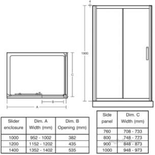 Trevi Shower Enclosures -  Ideal Standard Synergy L6294 Slider Door 1000mm Sil Clr