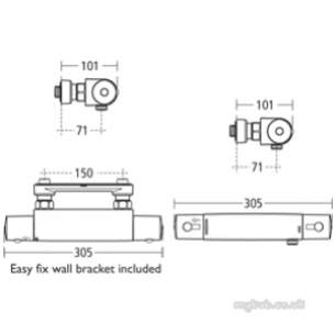 Ideal Standard Brassware -  Ideal Standard Alto E/therm A4899 Exp 150mm Shower And W/fix