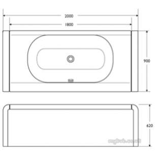 Ideal Standard Art and design Baths -  Ideal Standard Moments K6423 180 X 90 No Tap Holes Bath 2 Panel Wh