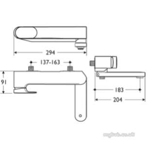 Ideal Standard Art and design Brassware -  Ideal Standard Moments A3914 Exp Bath Shower Mix No Kit Cp