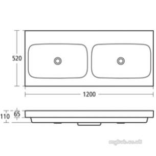 Ideal Standard Vanity Basins -  Ideal Standard Simplyu T0304 Dyn 1200mm Basin Two Tap Holes White