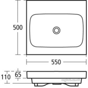 Ideal Standard Vanity Basins -  Ideal Standard Simplyu T0136 Dyn 550mm Basin No Tap Holes White T013601