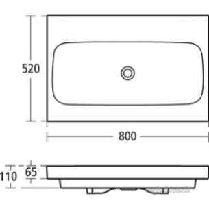 Ideal Standard Vanity Basins -  Ideal Standard Simplyu T0134 Dyn 800mm Basin No Tap Holes White T013401
