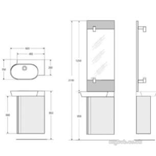 Ideal Standard Art and design Accessories -  Ideal Standard N1183 46cm Mirror And Light Andrh Basin Mix Wh