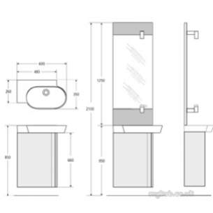 Ideal Standard Art and design Furniture -  Ideal Standard Tonic Guest K0703 600mm No Tap Holes Left Hand Basin Wh K070301