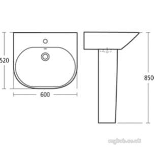 Ideal Standard Art and Design -  Ideal Standard Tonic K0686 One Tap Hole 500mm Handrinse Basin Wh