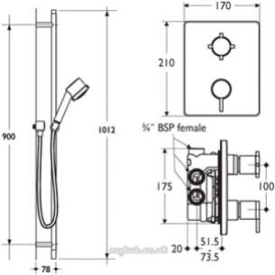 Ideal Standard Showers -  Ideal Standard Oposta L7052 Shower Inc B/i Kit 3fhs Ch L7052aa