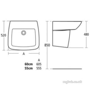 Ideal Standard Art and Design -  Ideal Standard Ventuno T4098 Semi Ped 550/600mm White T409801