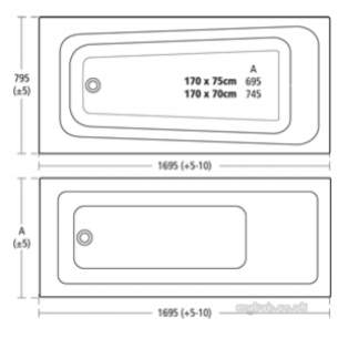 Ideal Standard Art and design Baths -  Ideal Standard Ventuno R2059 1700 X 700mm Bath No Tap Holes Wh