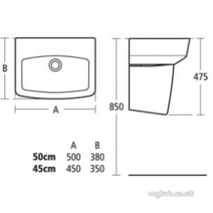 Ideal Standard Art and Design -  Ideal Standard Ventuno T0021 450mm H/r Basin One Tap Hole White T002101