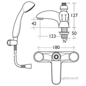 Ideal Standard Brassware -  Ideal Standard Waterways E6921 Two Tap Holes Bath/shower Mixer Cp