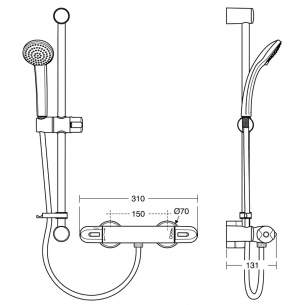 Ideal Standard Showers -  Alto Bar Valve With Shower Set And Fix Kit A5985aa