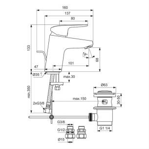 Ideal Standard Brassware -  Ceraflex Basin Mixers With Pop Up Waste