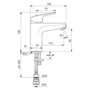 Ideal Standard Brassware -  Ceraflex 1h Sl Bath Filler B1959aa