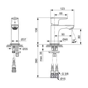 Ideal Standard Concept Air Brassware -  Concpt Air Basin Mixer Rmtd Slim Pu/m Uk A7048aa