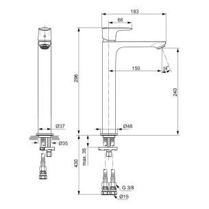 Ideal Standard Concept Air Brassware -  Concept Air Tall Basin Mixer No Puw