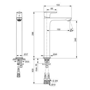 Ideal Standard Concept Air Brassware -  Concept Air Tall Basin Mixer No Puw A7049aa