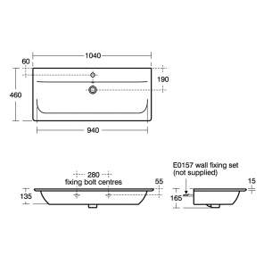 Ideal Standard Concept Air Sanitaryware -  Concept Air Vanity Basin 104 White Double Bxd E075201