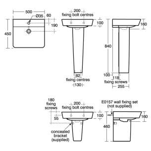 Ideal Standard Concept Air Sanitaryware -  Concept Air Basin 50x45 White Cube S/wrp E076801