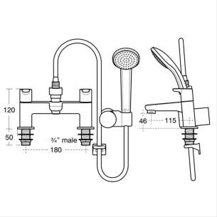 Ideal Standard Brassware -  Concept Blue B9930 Two Tap Holes Bsm And Kit Cp