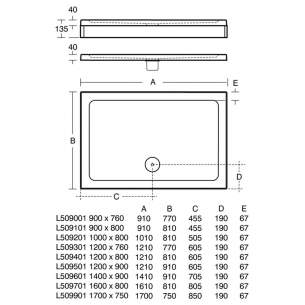 Ideal Standard L509401 1200x800 Tray Ft And Waste