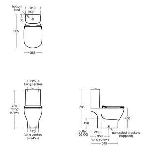 Ideal Standard Tesi Sanitaryware -  Ideal Standard Tesi T356901 Cc Cistern Dual Flush 4/2.6 L