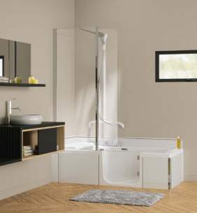 Saniflo Shower Cubicles -  Kineduo 1800x800 Walkin Shower Bath Inc Headrest Lh