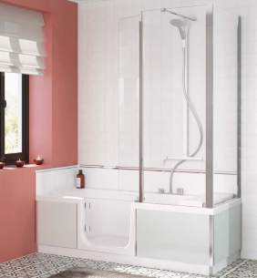 Saniflo Shower Cubicles -  Kineduo 1800x800 Walkin Shower Bath Inc Headrest Lh