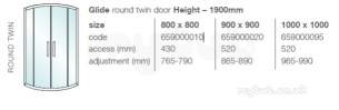 Showerlux Glide Enclosures -  Showerlux 800 X 800 Twin Door Quadrant Enclo Cp