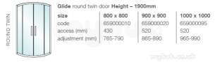 Showerlux Glide Enclosures -  Showerlux 900 X 900 Twin Door Quadrant Enclo Cp