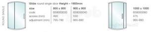 Showerlux Glide Enclosures -  Showerlux 800 X 800 Glide Single Dr Quadrant Cp