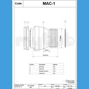 Mcalpine Macfit Wc Connectors -  4 Inch /110mm Straight Macfit Wc Conn