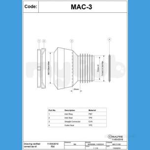 Mcalpine Macfit Wc Connectors -  4 Inch /110mm X 31/2 Inch /90mm Outlet Straight