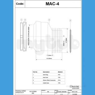 Mcalpine Macfit Wc Connectors -  4 Inch /110mm 20mm Offset Macfit Wc Conn