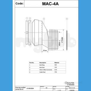 Mcalpine Macfit Wc Connectors -  4 Inch X 40mm Offset Macfit Wc Conn Mac-4a