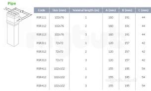 Marley Alutec -  102x76mm Pipe 1mtr Uneared Rsr111ne