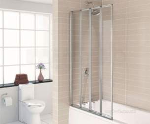 Aqualux Aqua Ranges -  Fbs0323aqu White Aqua 4 Clear Glass Quad Fold Bath Screen 1400x840mm