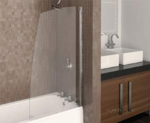 Aqualux Aqua Ranges -  Fbs0328aqu Polished Silver Aqua 4 Clear Glass Sail Bath Screen 1375x750mm