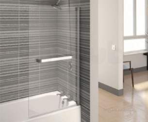 Aqualux Aqua Ranges -  Fbs0330aqu Polished Silver Aqua 4 Clear Glass Square Bath Screen 1375x750mm