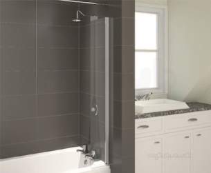 Aqualux Aqua Ranges -  Fbs0331aqu Silver Aqua 4 Clear Glass Splash Guard 1400x200mm
