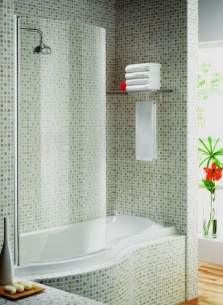 Aqualux Enclosures -  Fs20901aqu Polished Silver Aqua 5 Clear Glass Curved Shower Screen 1500x720mm