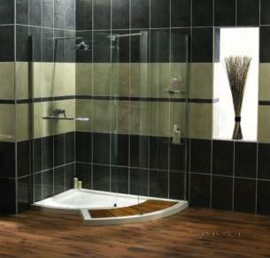 Aqualux Aquanos Aquaspace and Pura Ranges -  Polished Silver Aquaspace Clear Glass Walk-around Shower Enclosure 1900x1500mm