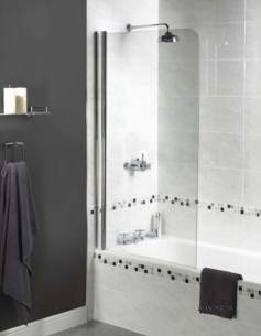 Aqualux Shine Products -  Polished Silver Shine Clear Glass Radius Shower Bath Screen 1500x850mm