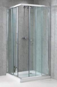 Aqualux Shine Products -  Fen0922aqu Polished Silver Shine Clear Glass Shower Side Panel 1850x760mm