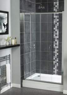 Aqualux Shine Products -  Fen0921aqu Polished Silver Shine Clear Glass Sliding Shower Door 1850x1700mm