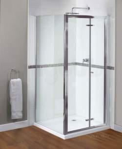 Aqualux Shine Products -  Fen0999aqu Polished Silver Shine Xtra Clear Glass Bi-fold Shower Door 1850mmx760mm